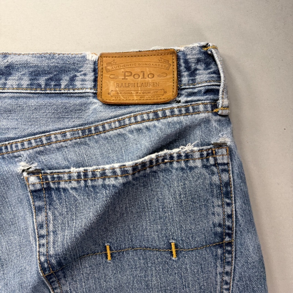 Polo Ralph Lauren Jeans Mens 36x30 Medium Wash Denim Whisker Fade Slim Straight - Picture 11 of 15